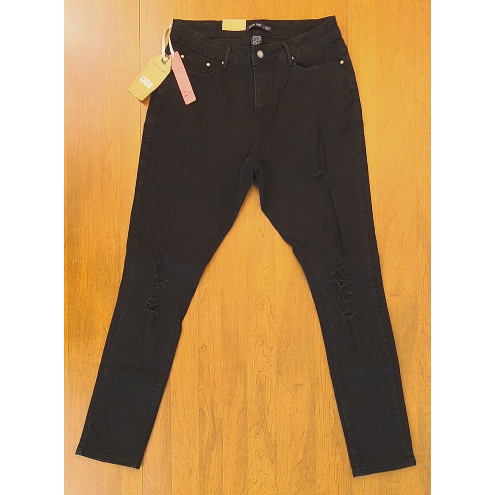Vins Me Women's Black Distressed Fashion Jeans Jr Sz 17 Model V2071 Inseam 32